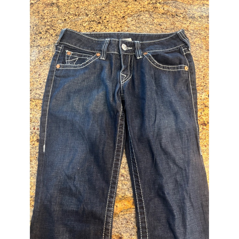 True Religion Jeans‎ Womens Size 27 Dark Wash White Stitch Denim Pants